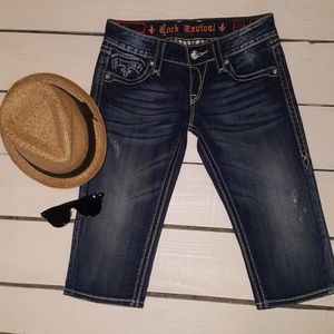 ROCK REVIVAL ALANIS  CROPPED JEANS SIZE 27